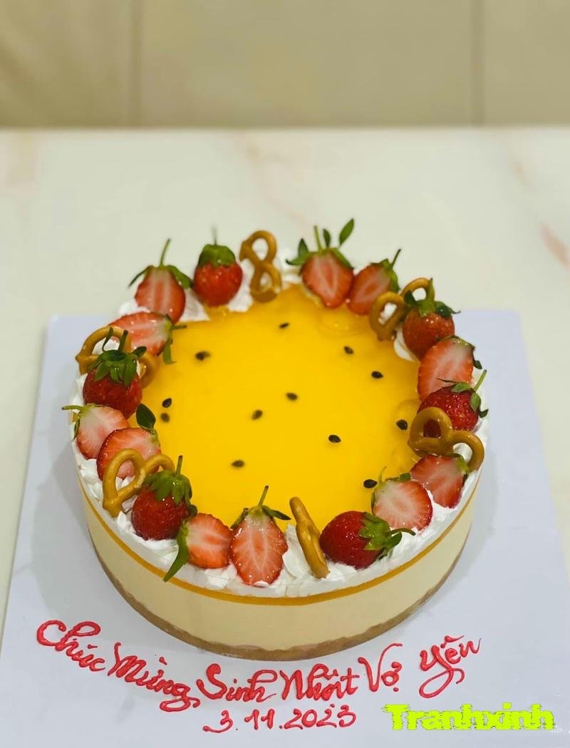 ảnh bánh mousse chanh dây decor