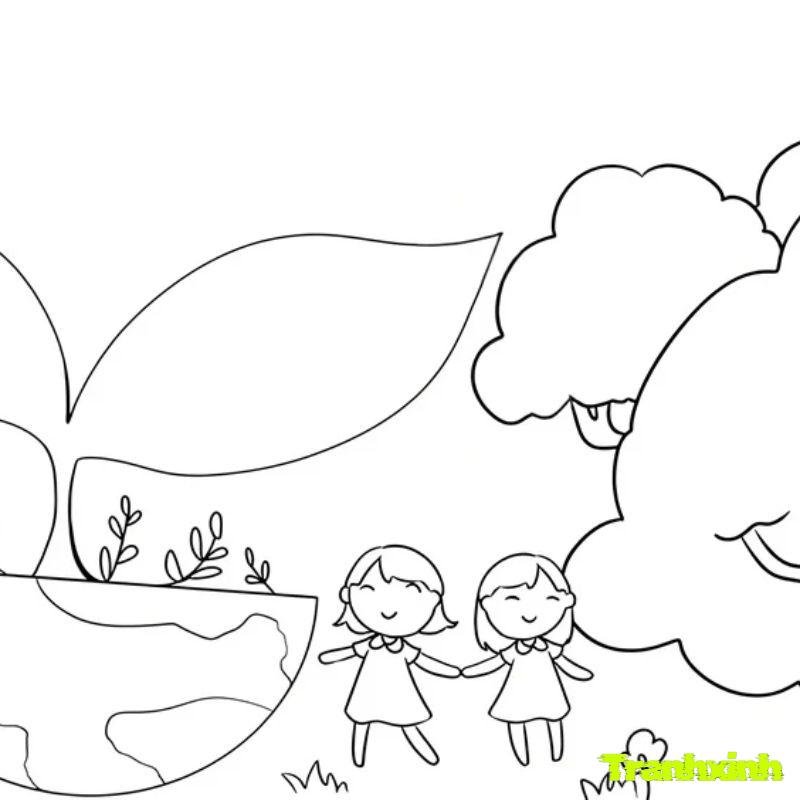 ảnh tranh tô màu bảo vệ trái đất