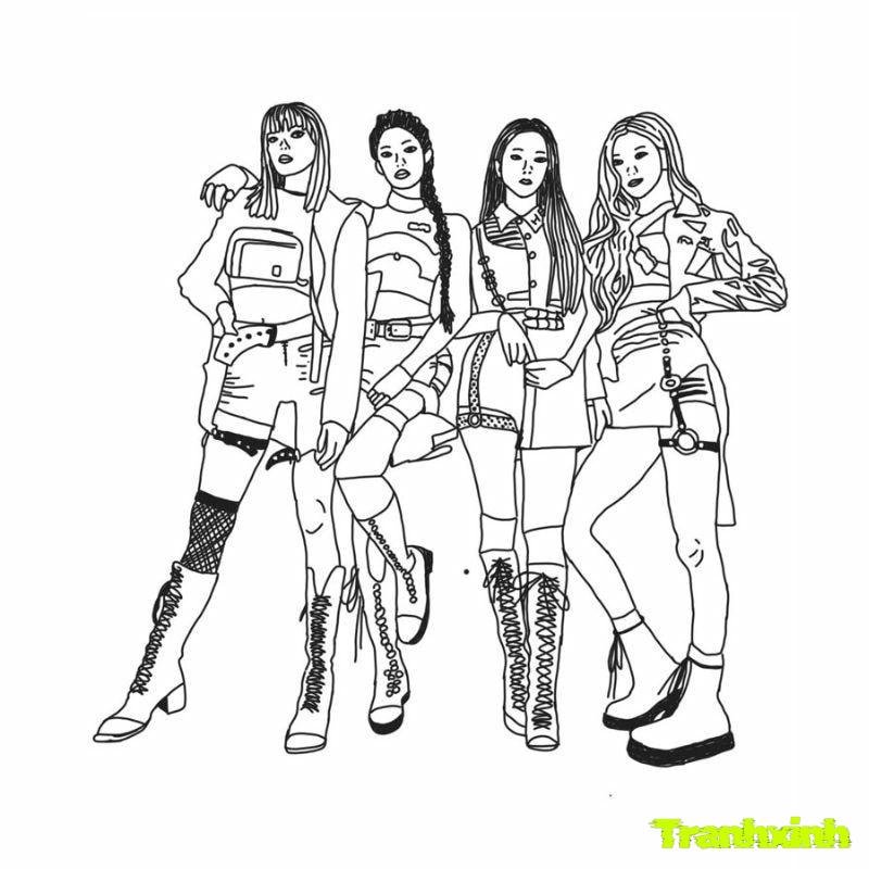 ảnh tranh tô màu blackpink cho các bé