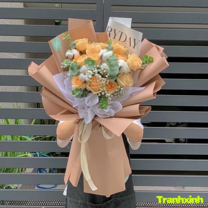 bó hoa và ruy băng