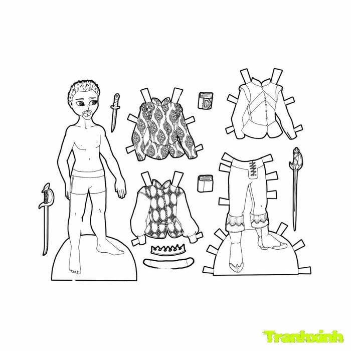 búp bê giấy tô màu