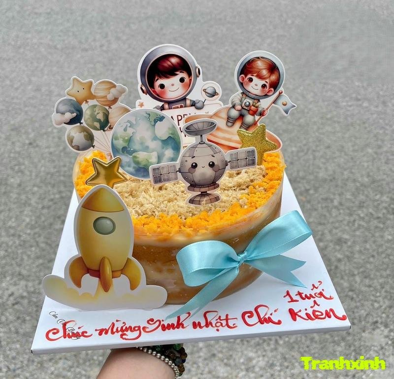 decor bánh bông lan trứng muối với phô mai