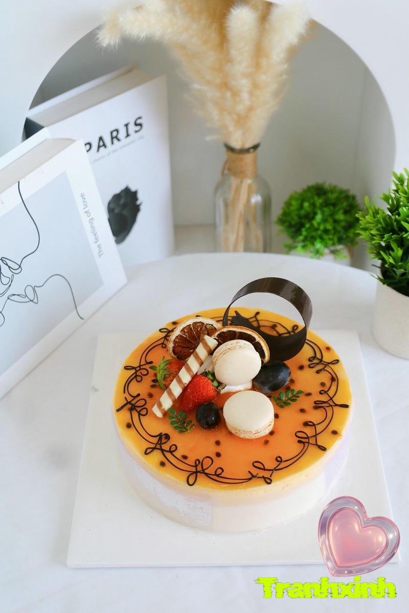 decor lớp gương bánh mousse chanh dây