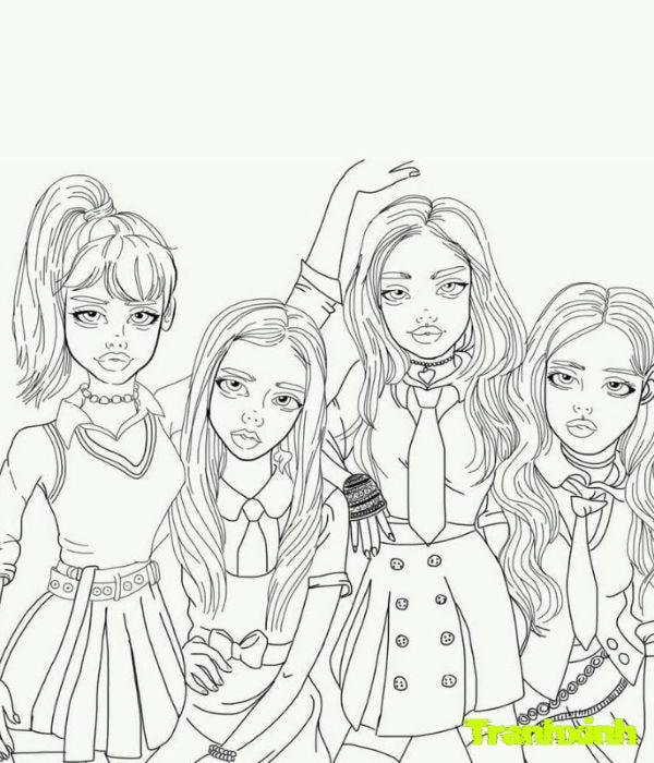hình anh tranh tô màu blackpink chibi