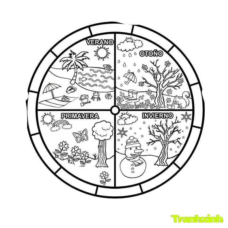 hinh ảnh tranh tô màu các mùa trong năm