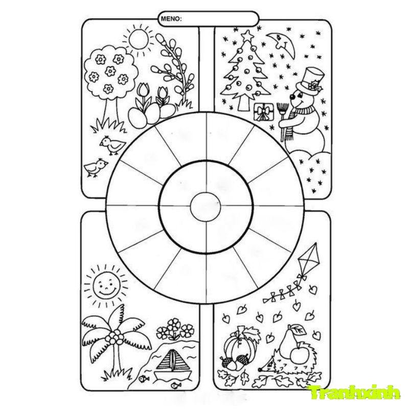 hình anh tranh tô màu các mùa trong năm