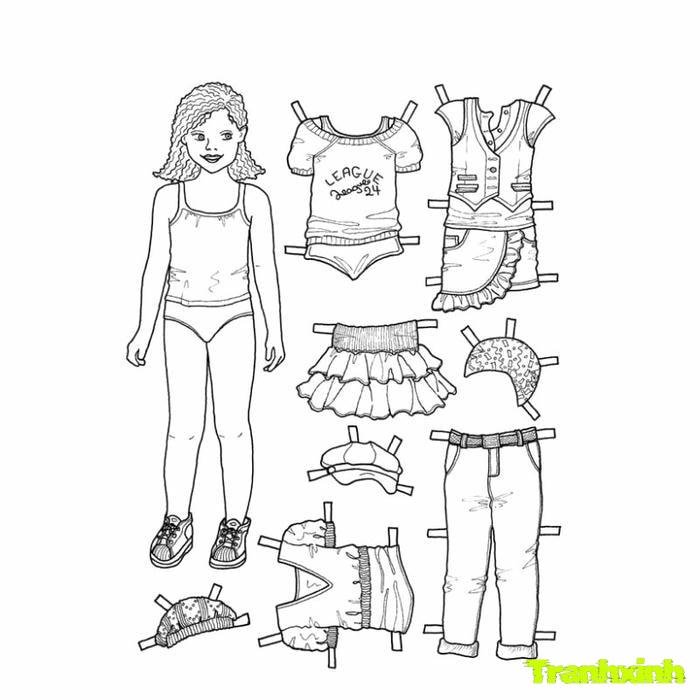 hình búp bê giấy tô màu