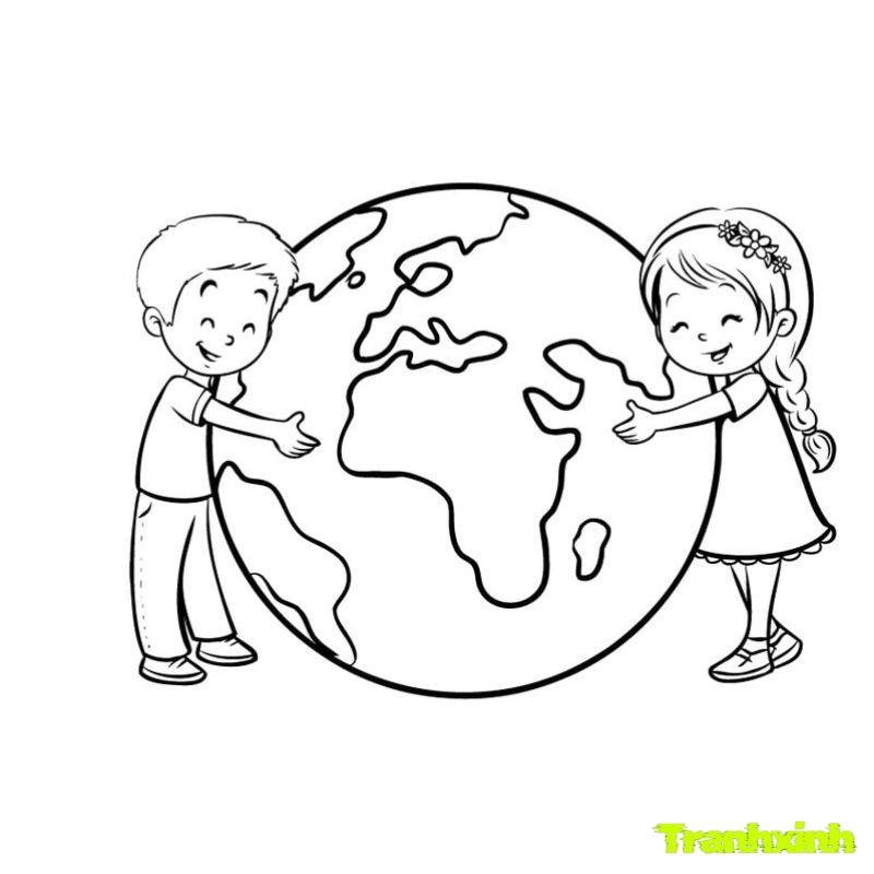 hinh tranh tô màu bảo vệ trái đất