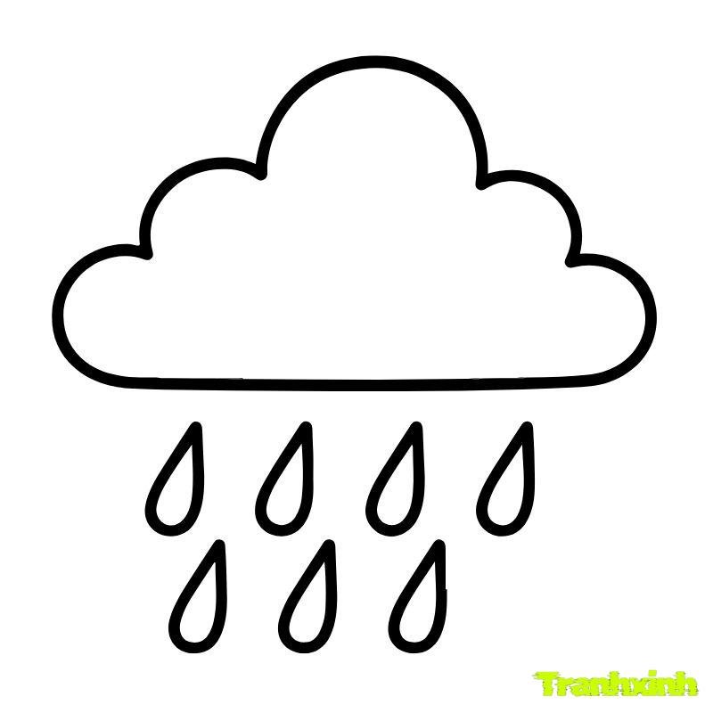hình tranh tô màu cảnh trời mưa