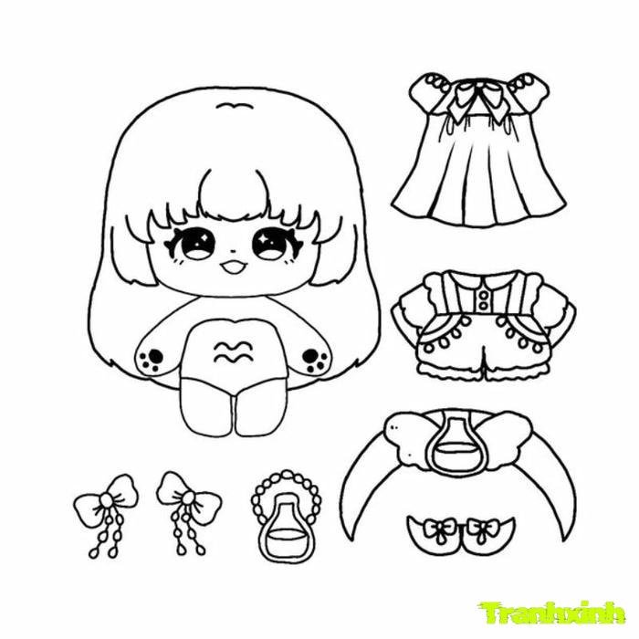 in hình búp bê giấy tô màu