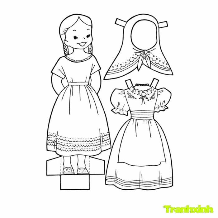 tô màu búp bê giấy anime