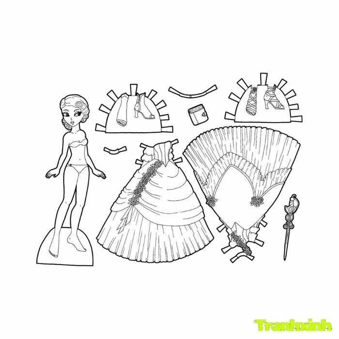 tô màu búp bê giấy chibi