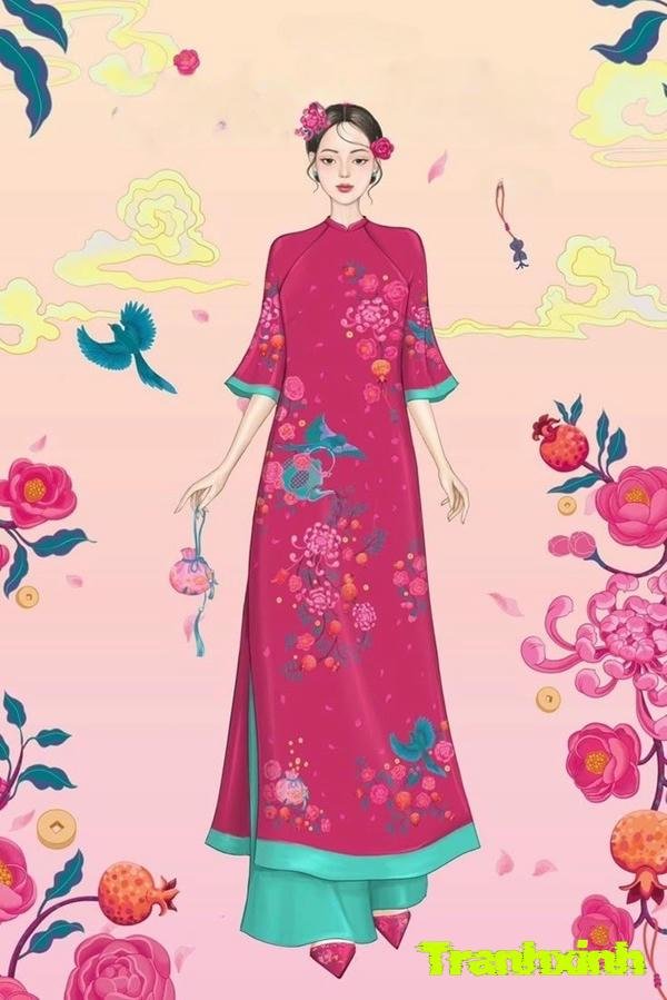 trang trí áo dài chính đán