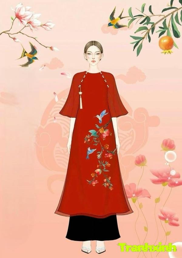 trang trí áo dài đỏ đẹp