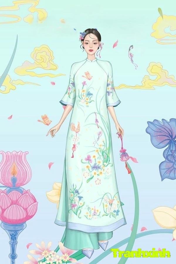 trang trí áo dài giao thừa