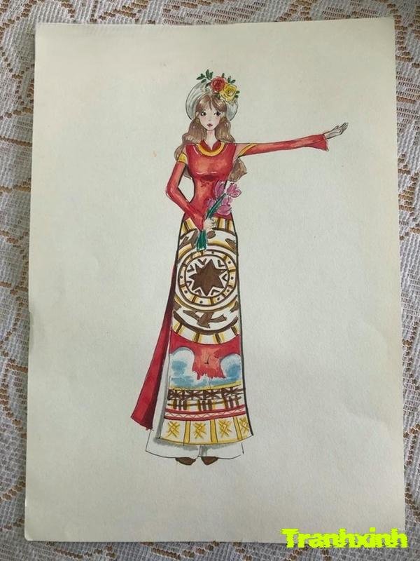 trang trí áo dài họa tiết trống đồng