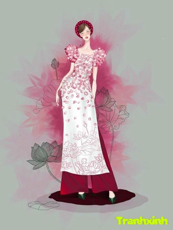 trang trí áo dài hồng nhạt