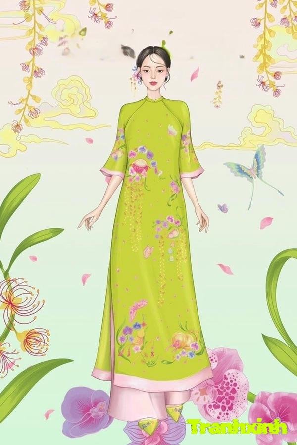 trang trí áo dài khai xuân