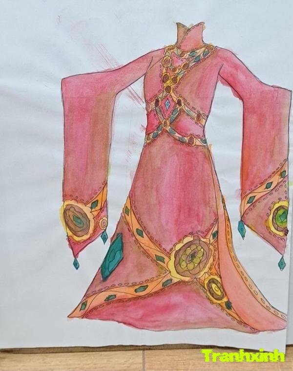 trang trí áo dài màu hồng đẹp