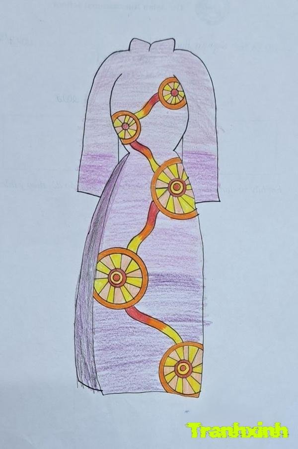 trang trí áo dài vẽ tay