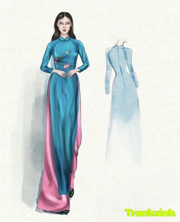 trang trí áo dài xanh hồng