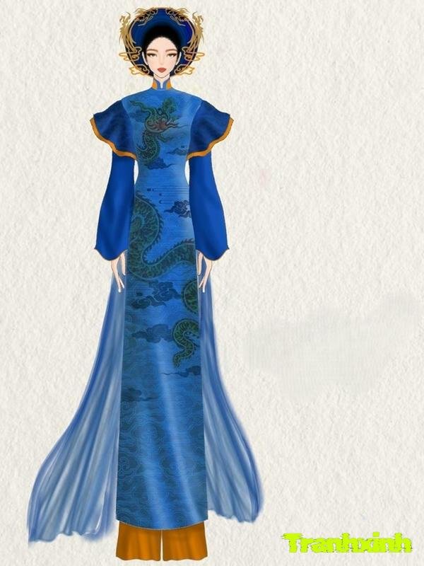 trang trí áo dài xanh trêu rồng