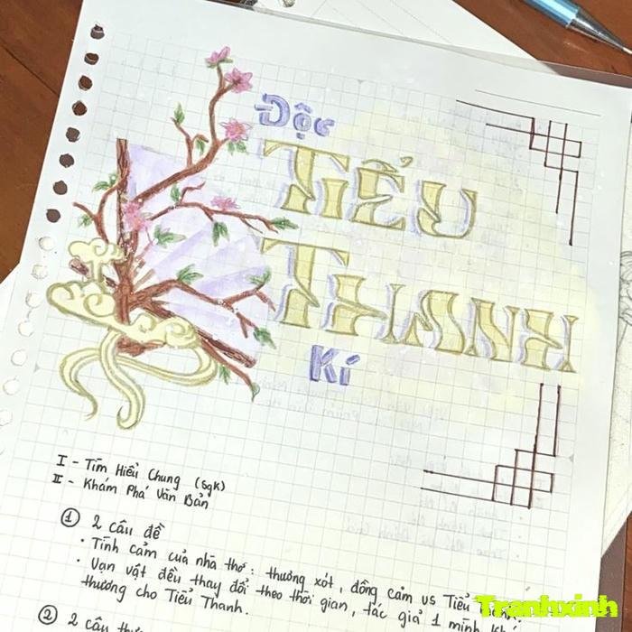 trang trí bài thơ bằng calligraphy