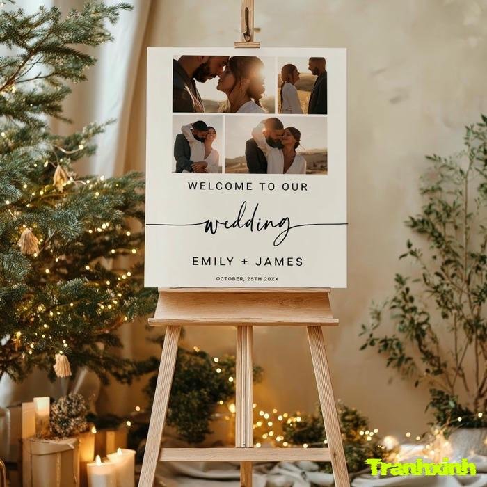 trang trí bàn ảnh cưới với khung ảnh