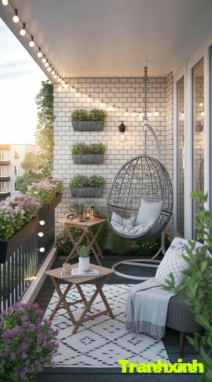 trang trí ban công có xích đu
