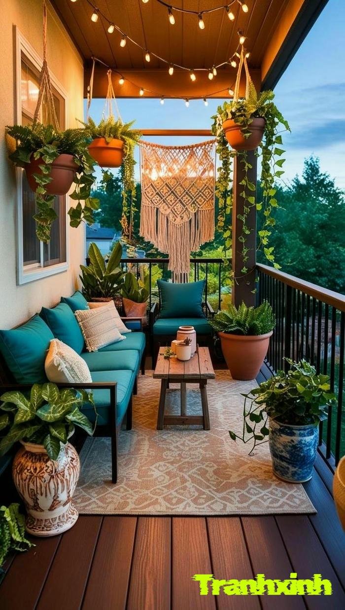 trang trí ban công uống trà