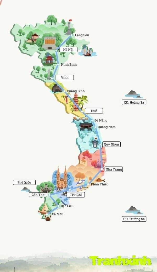 trang trí bản đồ việt nam với màu