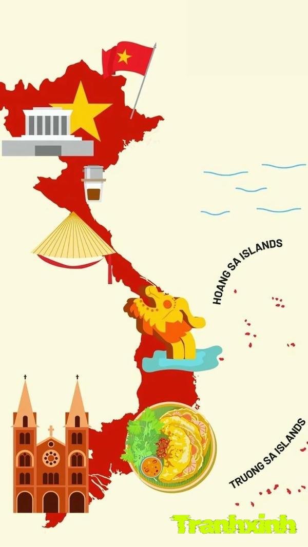 trang trí bản đồ việt nam với thủ đô