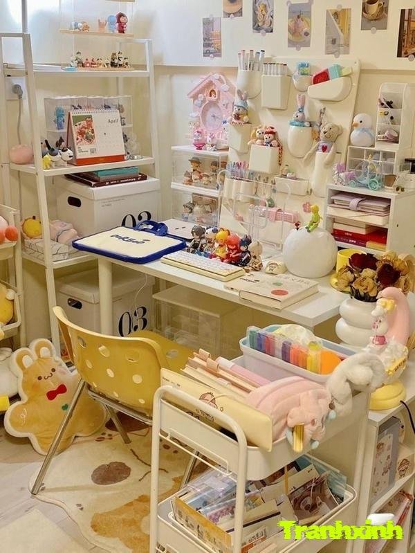 trang trí bàn học đáng iu