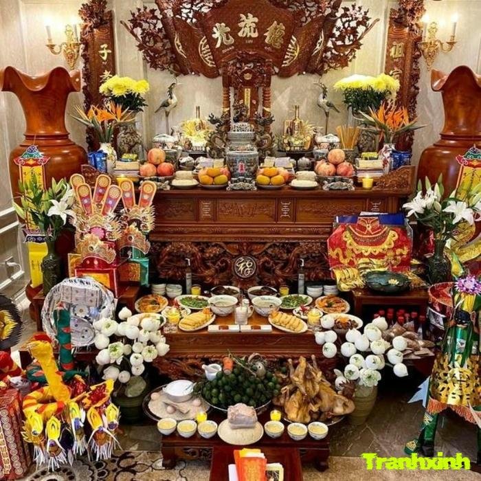 trang trí bàn thờ đầy đủ