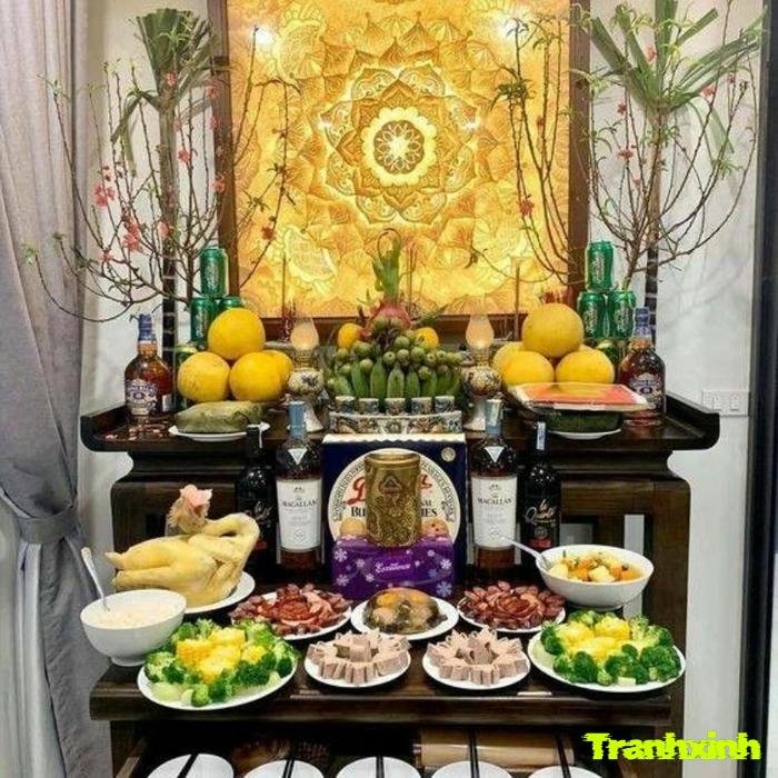 trang trí bàn thờ tết