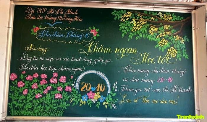 trang trí bảng 20 10 đơn giản nhất