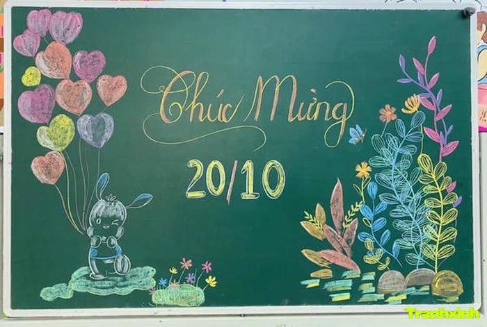 trang trí bảng 20 10 đơn giản