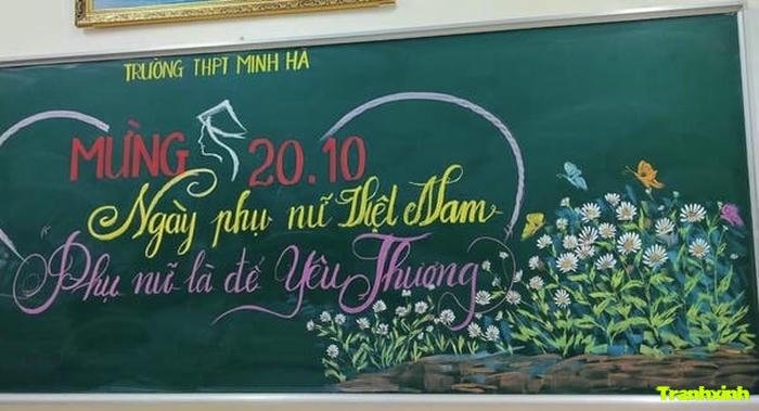 trang trí bảng 20 10 với chữ đẹp