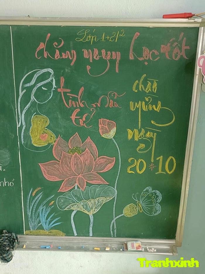 trang trí bảng 20 10 với lời chúc