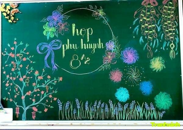 trang trí bảng họp phụ huynh kiểu pháo hoa