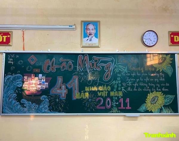 trang trí bảng lớp 20 11 đơn giản