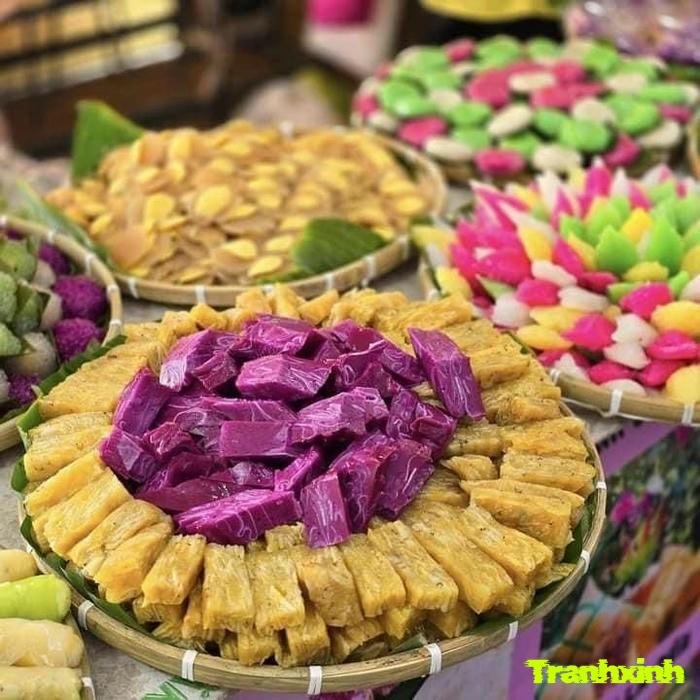 trang trí bánh dân gian bằng bột