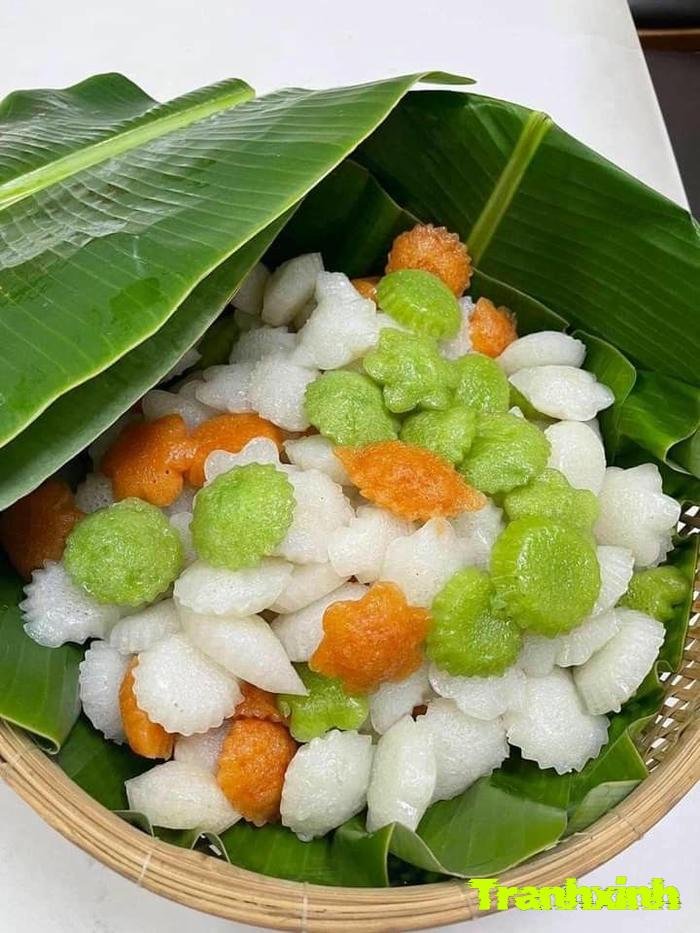 trang trí bánh dân gian bằng vật liệu