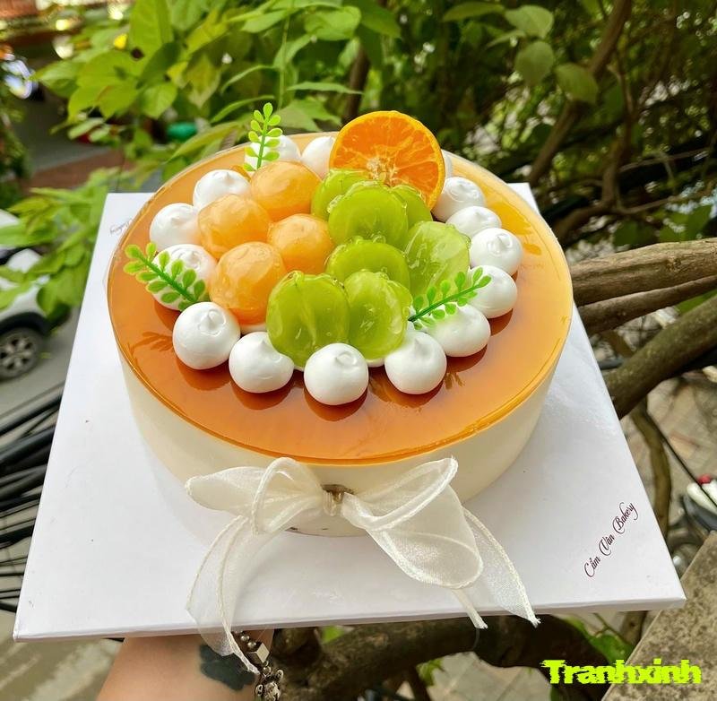 trang trí bánh mousse chanh dây cho người yêu