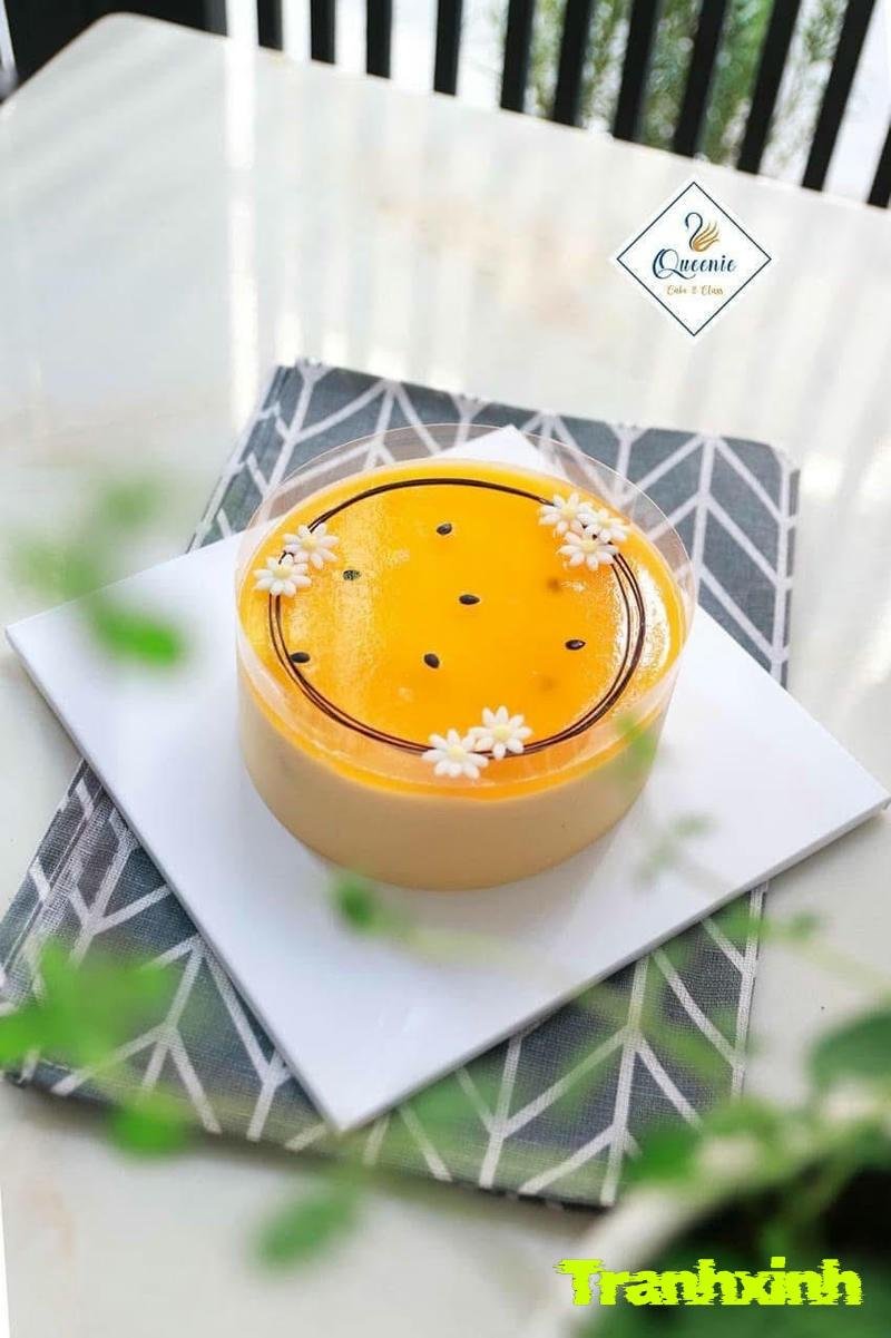 trang trí bánh mousse chanh dây với viền