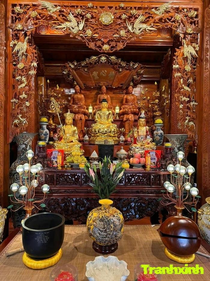 trang trí phòng thờ tượng phật