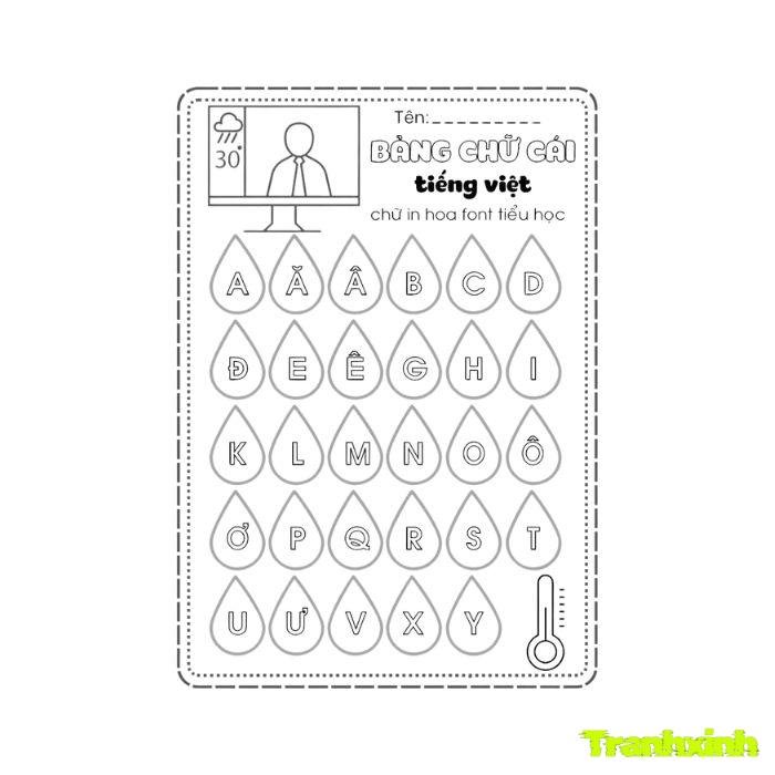 tranh tô màu 29 chữ cái tiếng việt 1