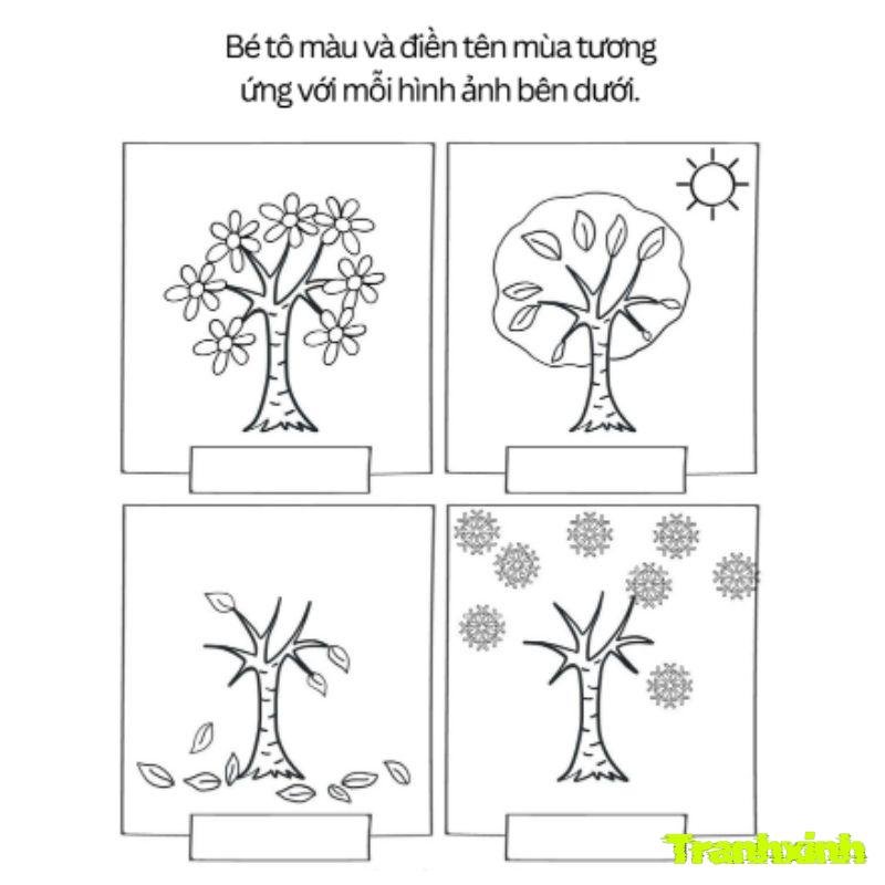 tranh tô màu 4 mùa