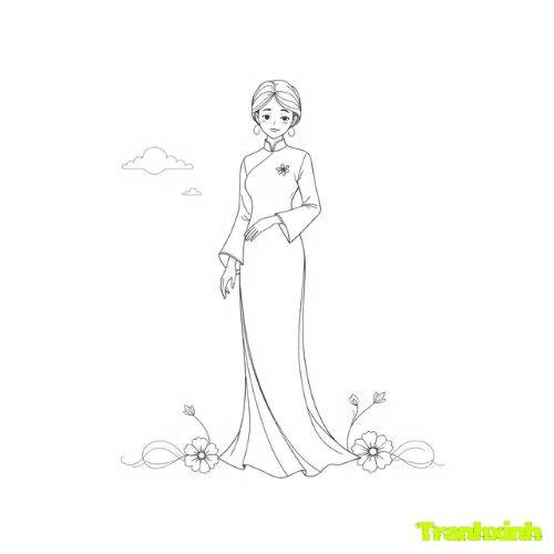 tranh tô màu áo dài việt nam 1