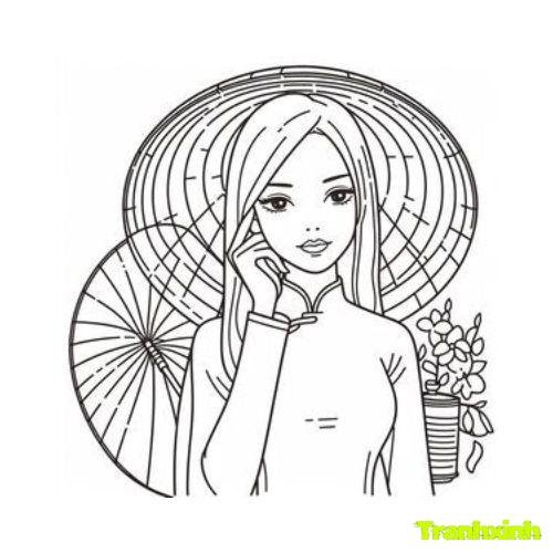 tranh tô màu áo dài việt nam 14